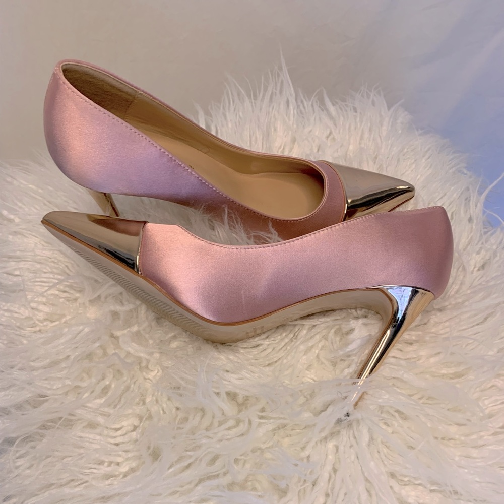 Rose Pink Satin Heels